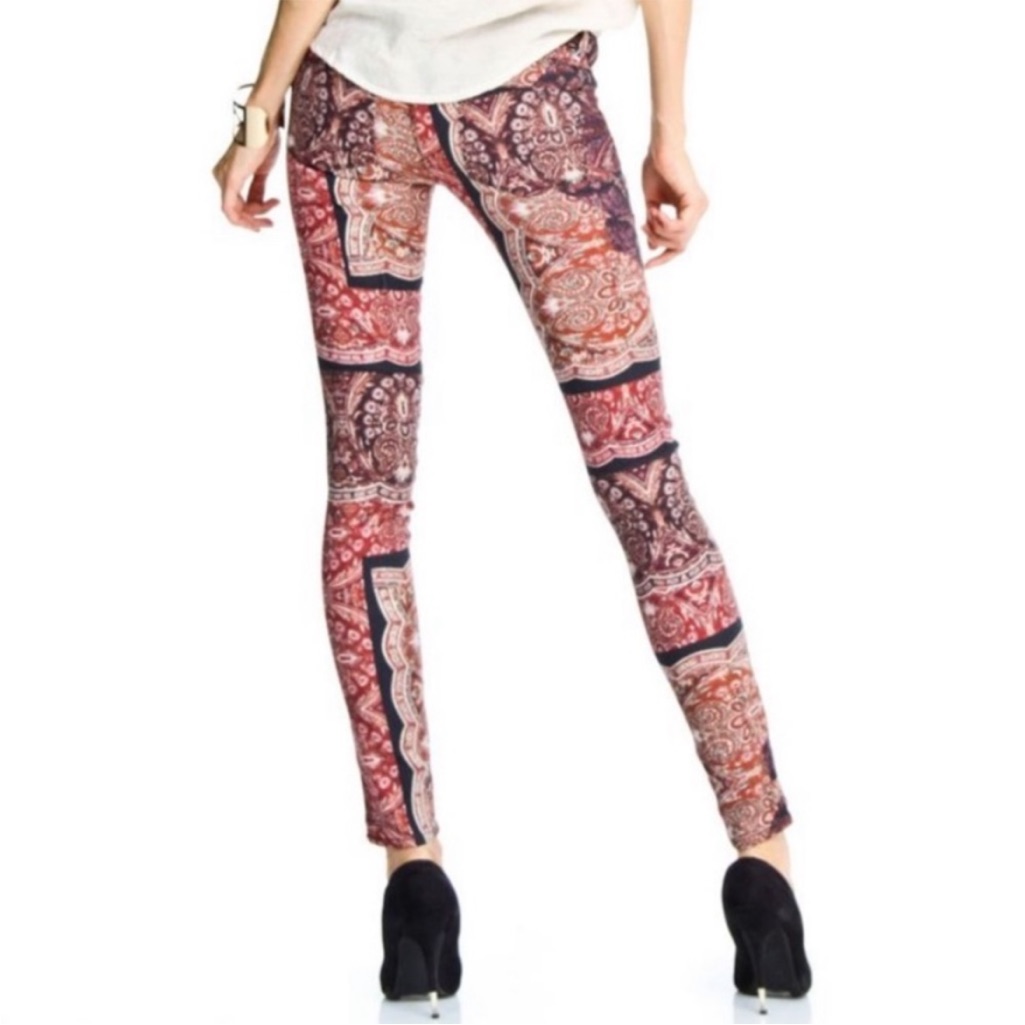 Etienne Marcel Paisley Printed Low Rise Skinny Jeans Y2k Size 26